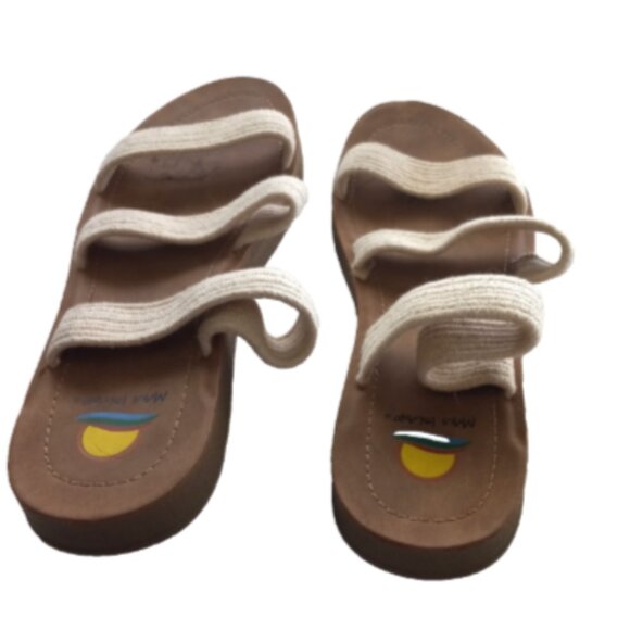 Maui Island Women’s Slip On Sandals Ivory 3 Strap Comfort Size 10M - Picture 4 of 8